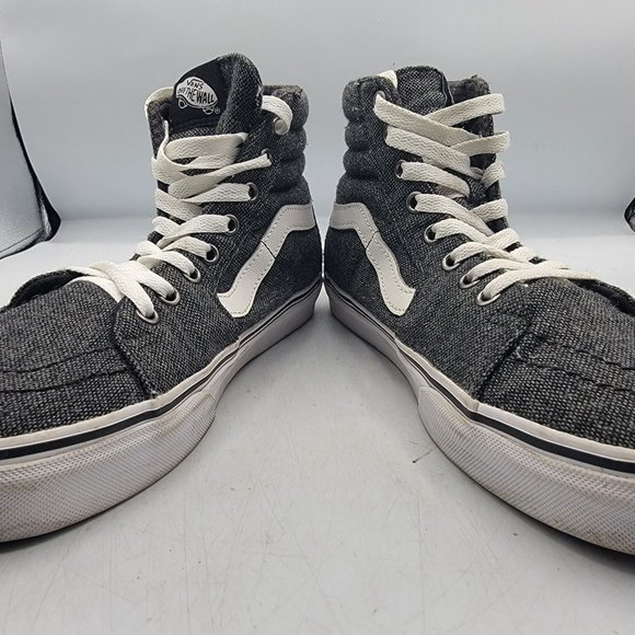 VANS Sk8 Hi Mens 8.5 Tweed Black True White Sneaker Shoes High Tops Athletic main image 8